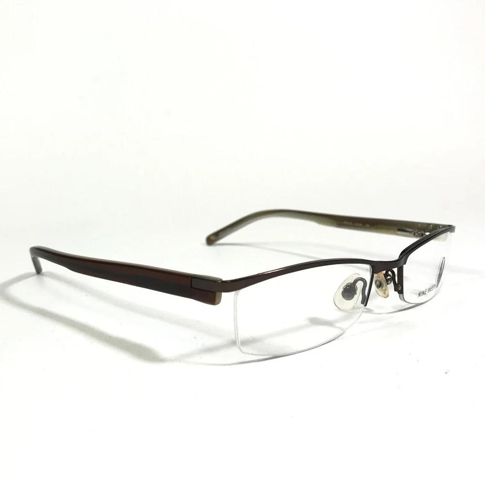 Nine West Eyeglasses Frames NW416 0CU2 Brown Rectangular Half Rim 51-18-130